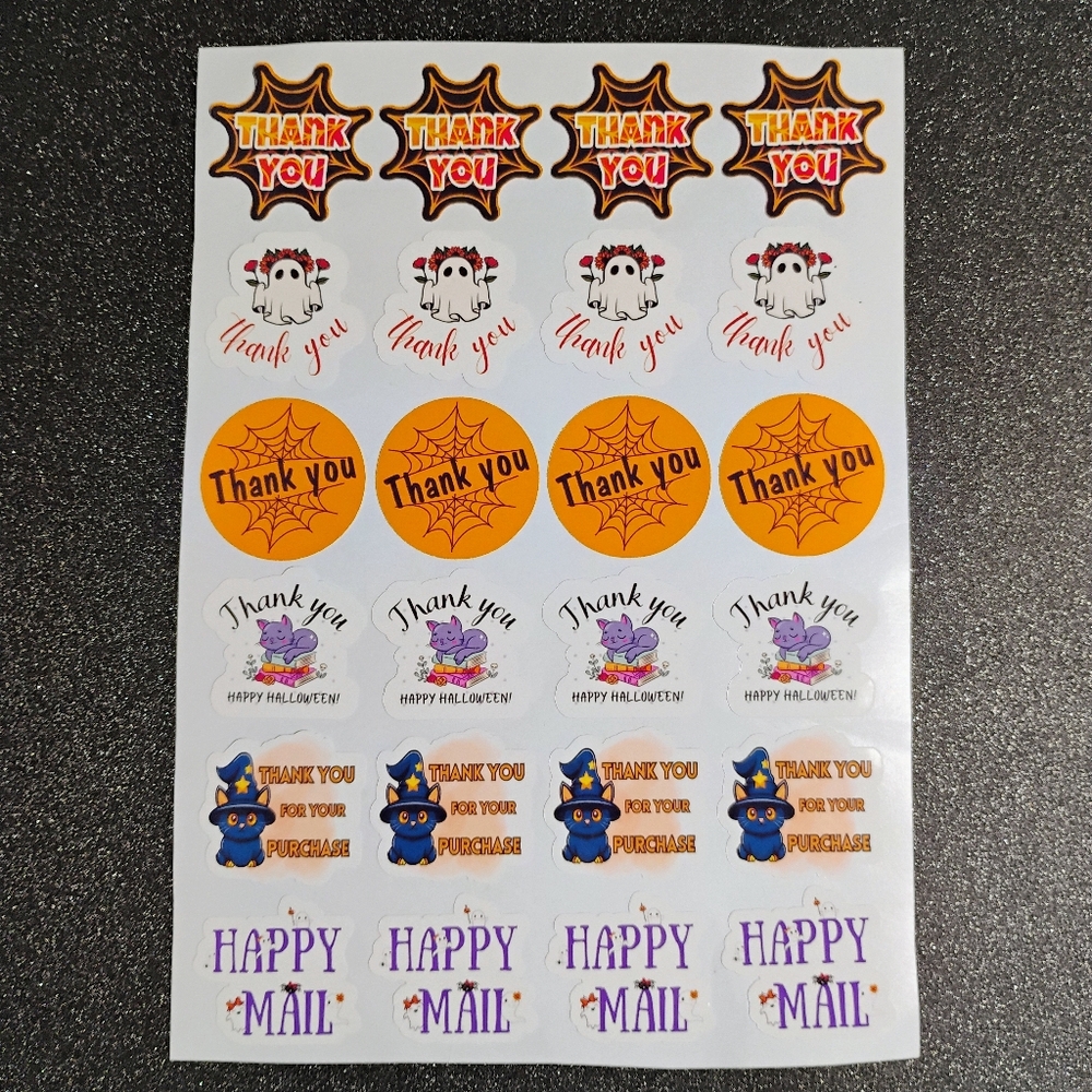 48 thank you Halloween stickers various designs
